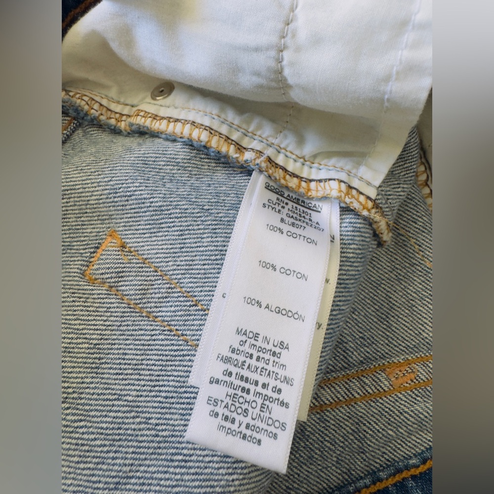 NWT Good American Distressed Blue Denim Exposed Zip Up Mini Skirt Sz10 - Picture 8 of 9
